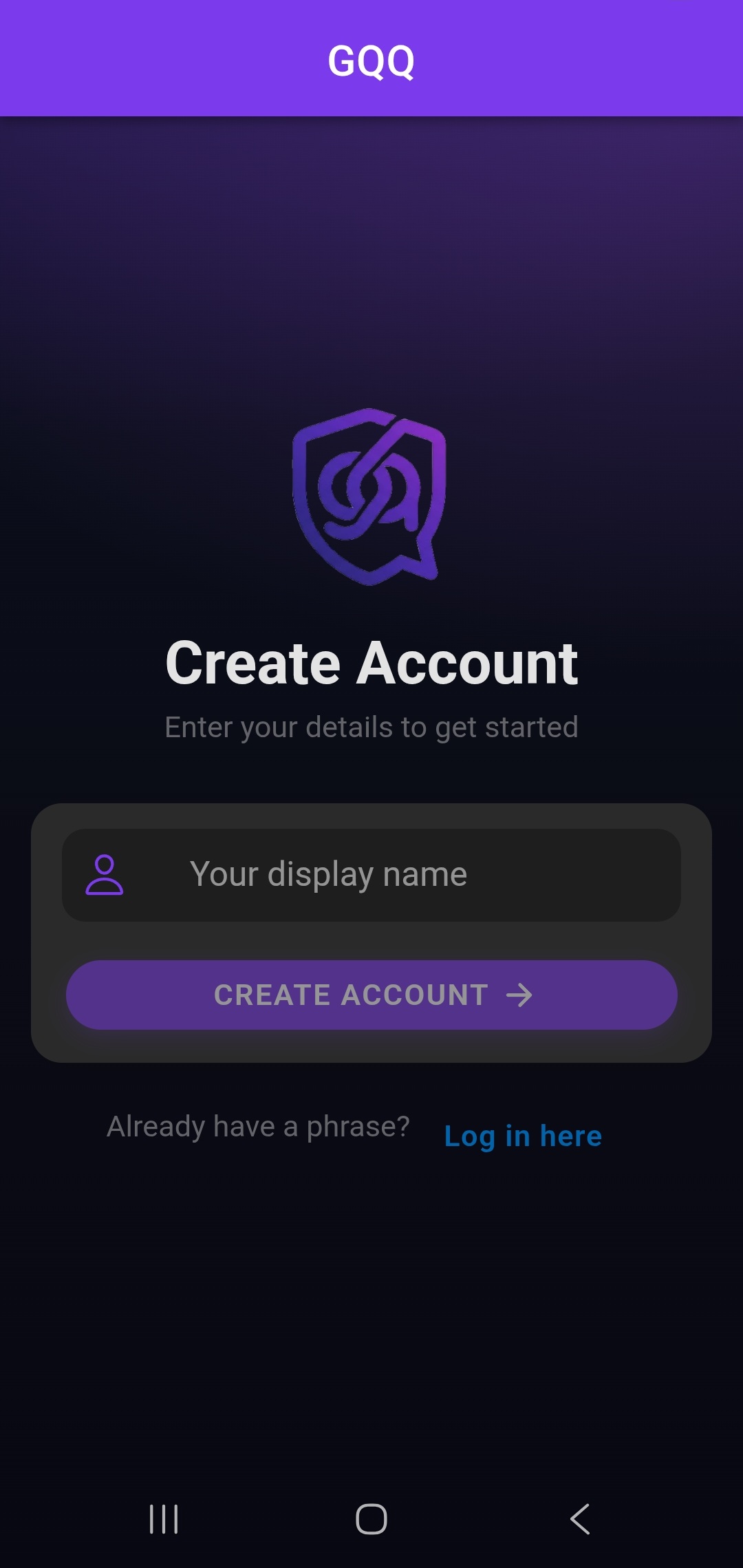 GQQ app — home screen screenshot